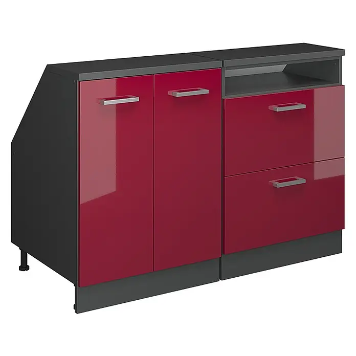 Küchenschrank für Dachschrägen R-Line 120 cm Rot Hochglanz Art.-Nr. 60171 - 