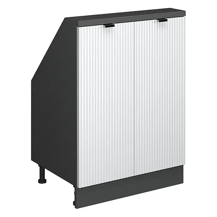 Küchenschrank für Dachschrägen R-Line 60 cm Weiß Riffel Art.-Nr. 60630 - 