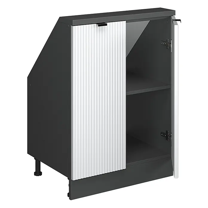 Küchenschrank für Dachschrägen R-Line 60 cm Weiß Riffel Art.-Nr. 60630 - 