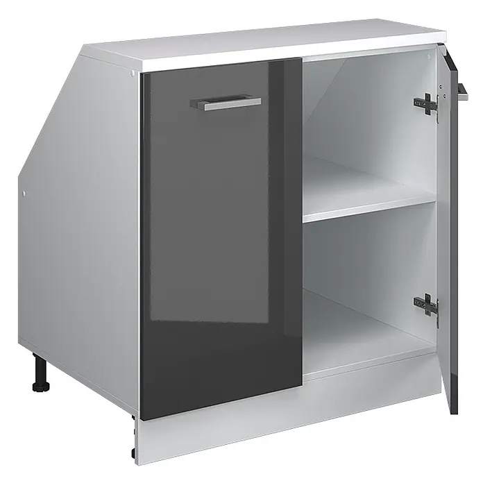 Vicco Küchenschrank für Dachschrägen R-Line, Anthrazit Hochglanz, 80 cm - 