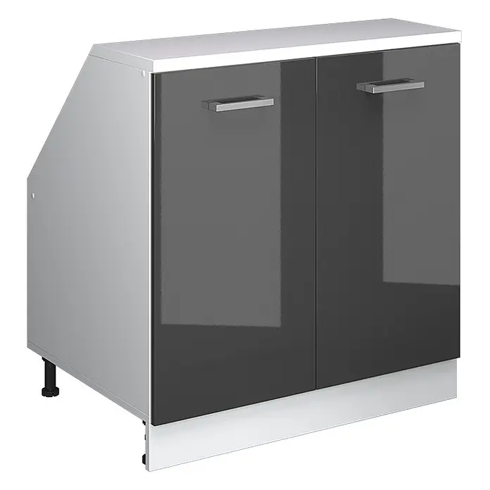 Vicco Küchenschrank für Dachschrägen R-Line, Anthrazit Hochglanz, 80 cm - 