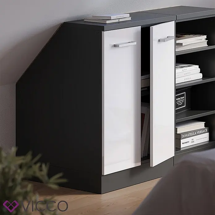 Küchenschrank für Dachschrägen R-Line 60 cm Weiß Hochglanz Art.-Nr. 60229 - 