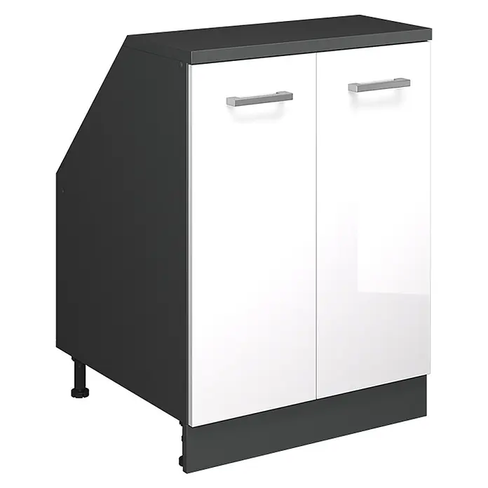 Küchenschrank für Dachschrägen R-Line 60 cm Weiß Hochglanz Art.-Nr. 60229 - 