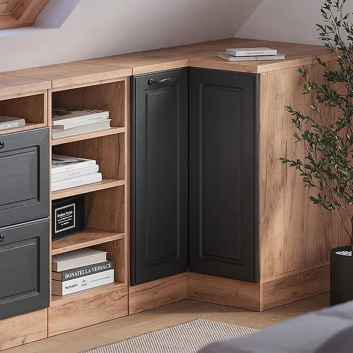 Vicco Eck-Küchenschrank für Dachschrägen R-Line Anthrazit Landhaus 75.6 cm - 