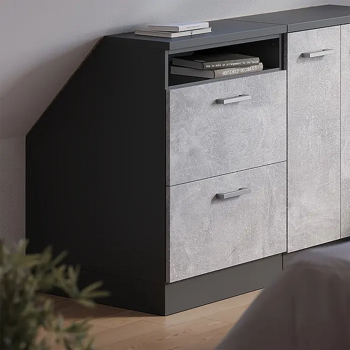 Küchenschrank für Dachschrägen R-Line 60 cm Beton Art.-Nr. 60223 - 