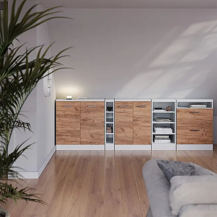 Küchenschrank für Dachschrägen R-Line 80 cm Goldkraft Eiche Art.-Nr. 60162 - 