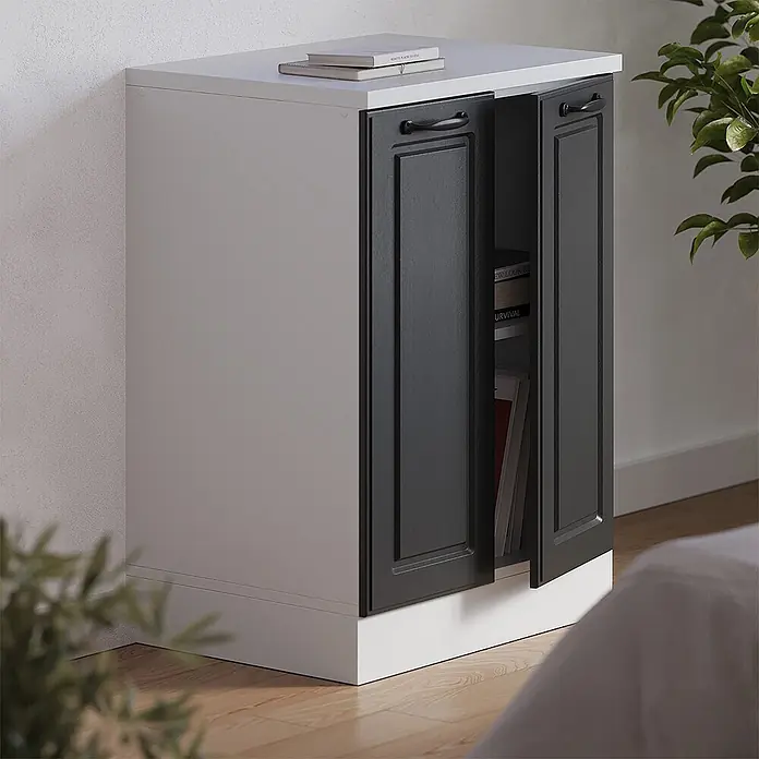 Vicco Küchenschrank für Dachschrägen R-Line, Anthrazit Landhaus, 60 cm - 