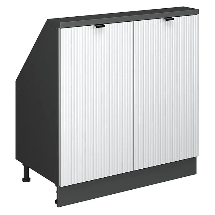 Küchenschrank für Dachschrägen R-Line 80 cm Weiß Riffel Art.-Nr. 60636 - 