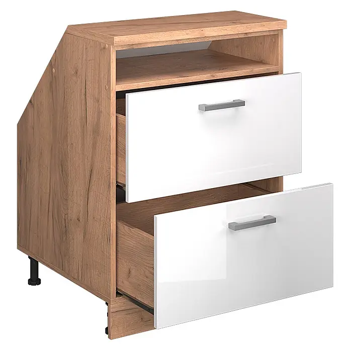 Küchenschrank für Dachschrägen R-Line 60 cm Weiß Hochglanz Art.-Nr. 60111 - 