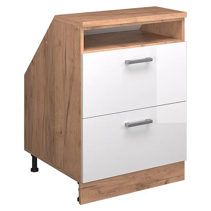 Küchenschrank für Dachschrägen R-Line 60 cm Weiß Hochglanz Art.-Nr. 60111 - 
