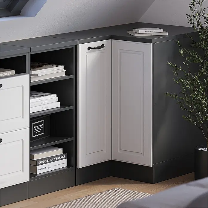 Küchenschrank für Dachschrägen R-Line 75.6 cm Weiß Landhaus Art.-Nr. 60086 - 