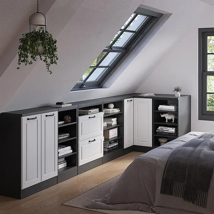 Küchenschrank für Dachschrägen R-Line 75.6 cm Weiß Landhaus Art.-Nr. 60086 - 