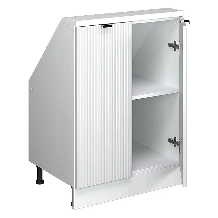 Küchenschrank für Dachschrägen R-Line 60 cm Weiß Riffel Art.-Nr. 60634 - 