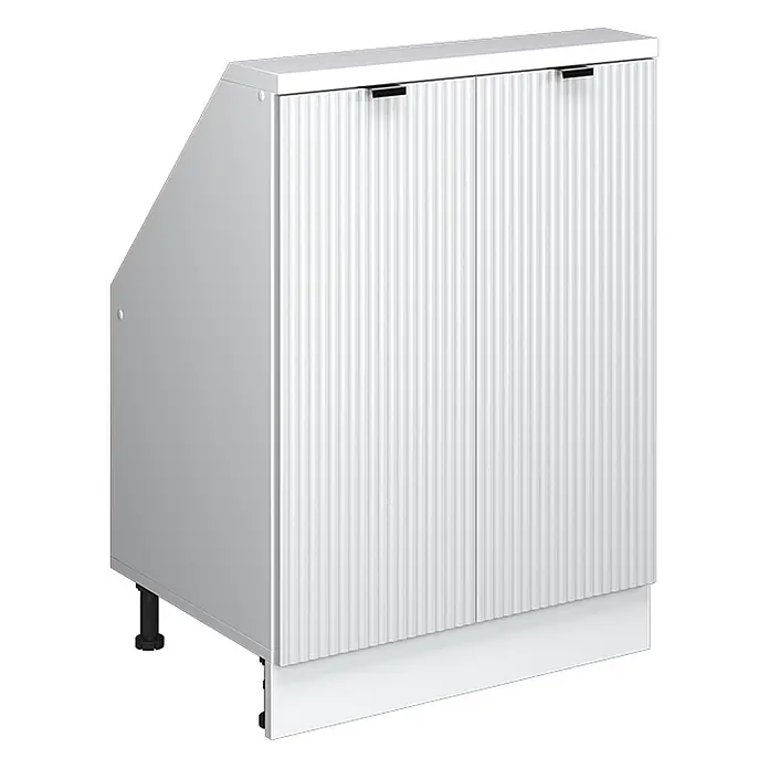 Küchenschrank für Dachschrägen R-Line 60 cm Weiß Riffel Art.-Nr. 60634 - 