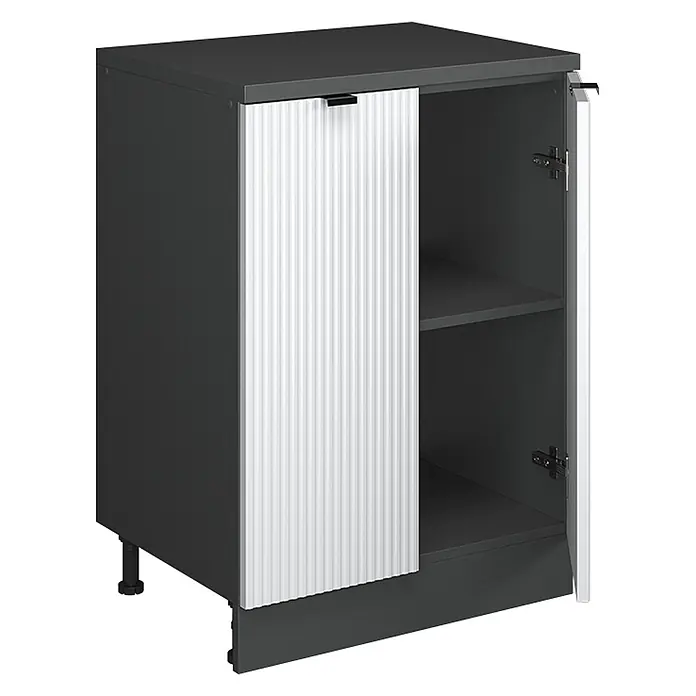 Küchenschrank für Dachschrägen R-Line 60 cm Weiß Riffel Art.-Nr. 61753 - 