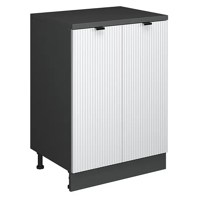 Küchenschrank für Dachschrägen R-Line 60 cm Weiß Riffel Art.-Nr. 61753 - 