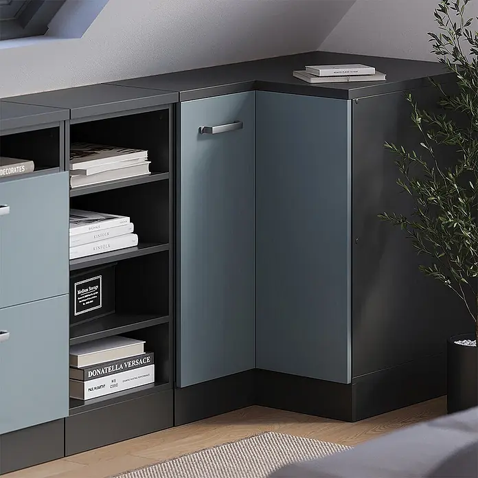 Küchenschrank für Dachschrägen R-Line 75.6 cm Blau-Grau Art.-Nr. 60007 - 