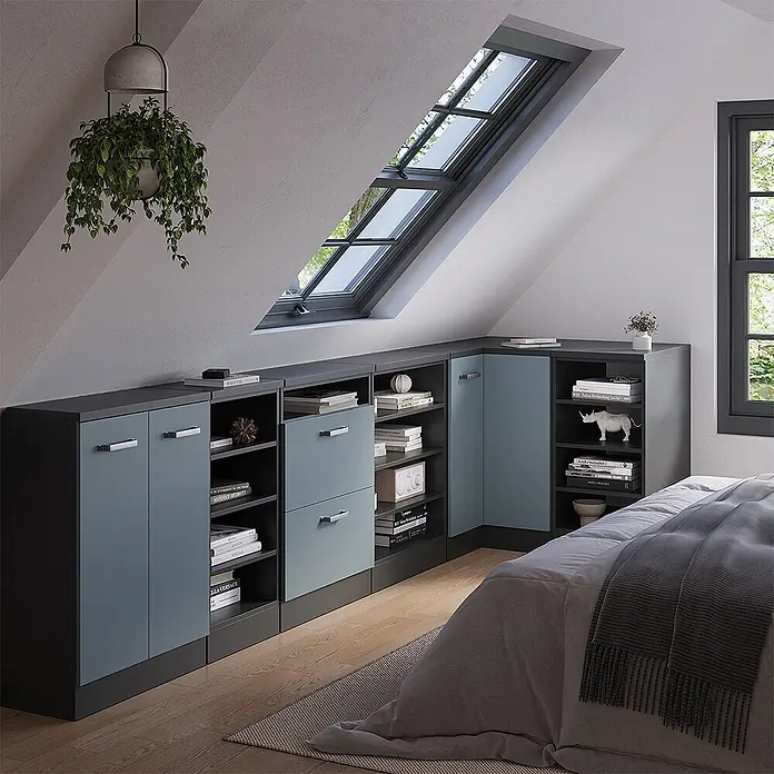 Küchenschrank für Dachschrägen R-Line 75.6 cm Blau-Grau Art.-Nr. 60007 - 
