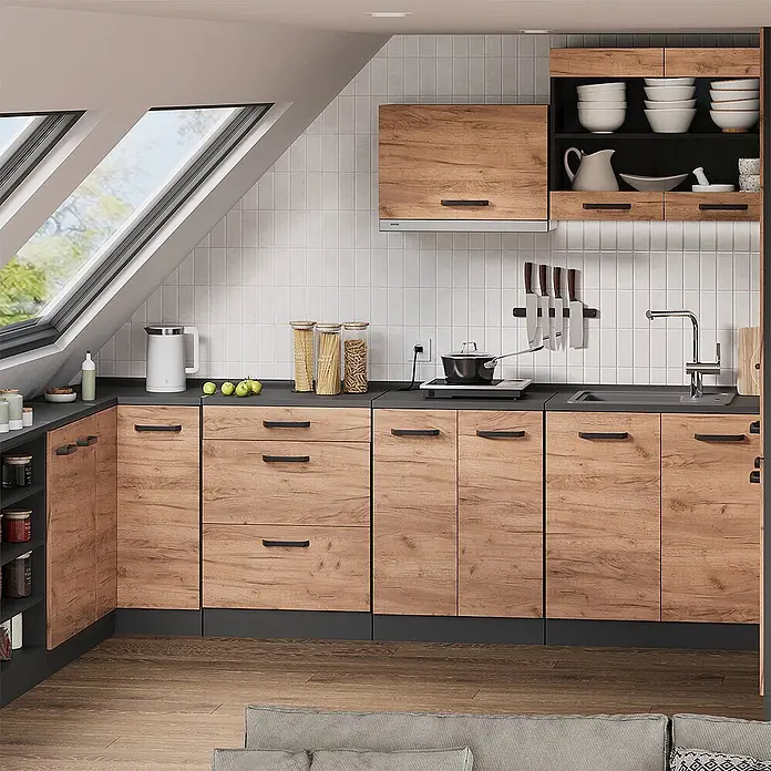 Küchenschrank für Dachschrägen R-Line 80 cm Goldkraft Eiche Art.-Nr. 61790 - 