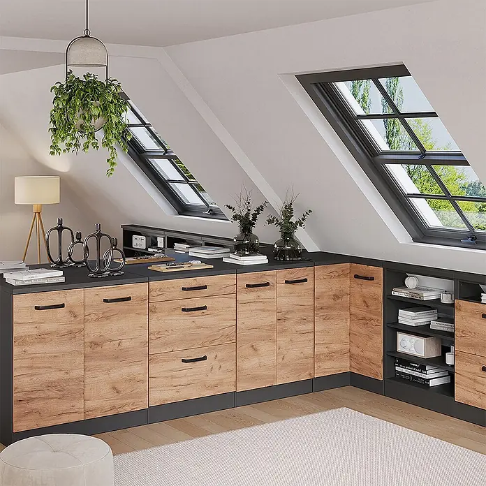 Küchenschrank für Dachschrägen R-Line 80 cm Goldkraft Eiche Art.-Nr. 61790 - 
