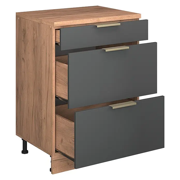 Küchenschrank für Dachschrägen R-Line 60 cm Anthrazit-Gold Art.-Nr. 61709 - 