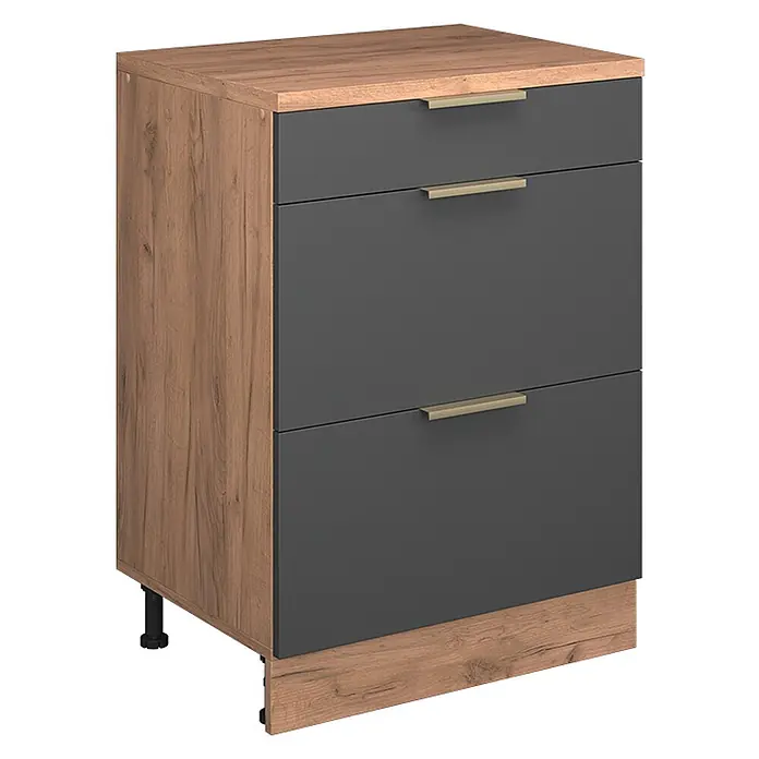 Küchenschrank für Dachschrägen R-Line 60 cm Anthrazit-Gold Art.-Nr. 61709 - 