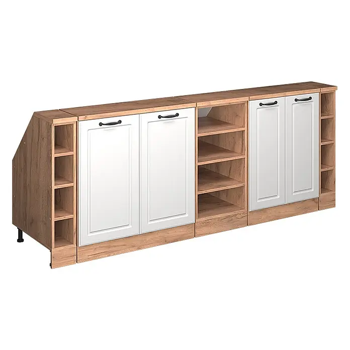 Küchenschrank für Dachschrägen R-Line 210 cm Weiß Landhaus Art.-Nr. 60303 - 