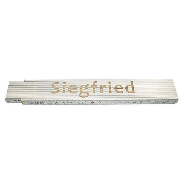 Zollstock - Aufdruck: Siegfried, 2 m - Der Zollstock mit dem Namen "Siegfried" in goldenen Buchstaben ist ein praktisches und persönliches Werkzeug für Handwerker.