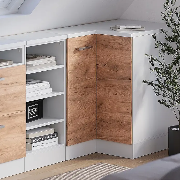 Vicco Eck-Küchenschrank für Dachschrägen R-Line, Goldkraft Eiche, 75.6 cm - 