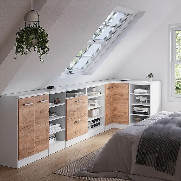 Vicco Eck-Küchenschrank für Dachschrägen R-Line, Goldkraft Eiche, 75.6 cm - 