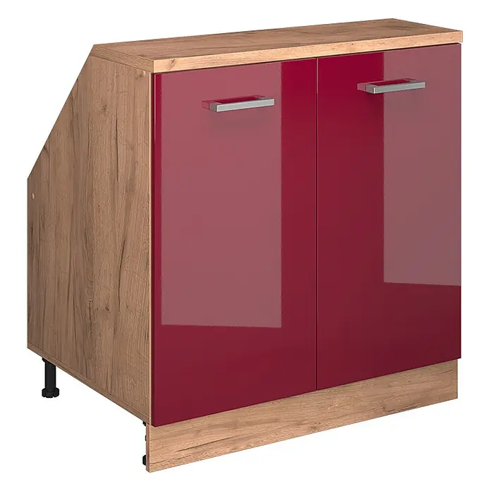 Küchenschrank für Dachschrägen R-Line 80 cm Rot Hochglanz Art.-Nr. 60044 - 