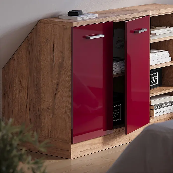 Küchenschrank für Dachschrägen R-Line 80 cm Rot Hochglanz Art.-Nr. 60044 - 