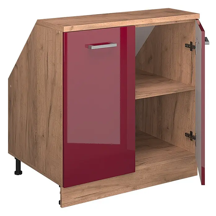 Küchenschrank für Dachschrägen R-Line 80 cm Rot Hochglanz Art.-Nr. 60044 - 