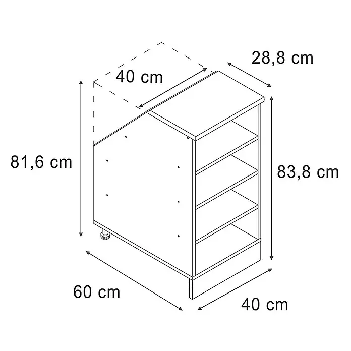 Küchenschrank für Dachschrägen R-Line 60 cm Anthrazit Art.-Nr. 60515 - 