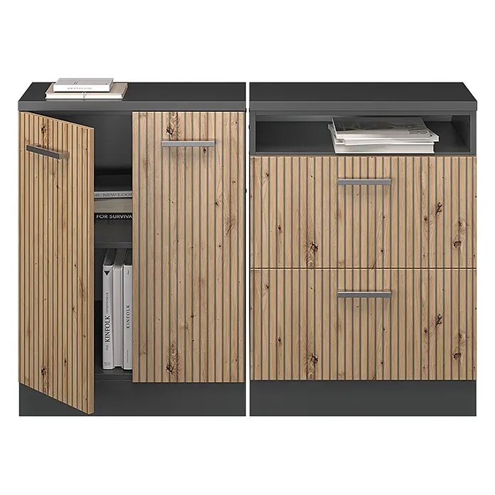 Küchenschrank für Dachschrägen R-Line 120 cm Artisan-Eiche Art.-Nr. 60441 - 