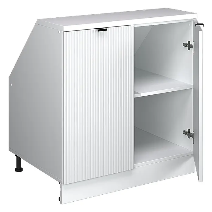 Küchenschrank für Dachschrägen R-Line 80 cm Weiß Riffel Art.-Nr. 60676 - 