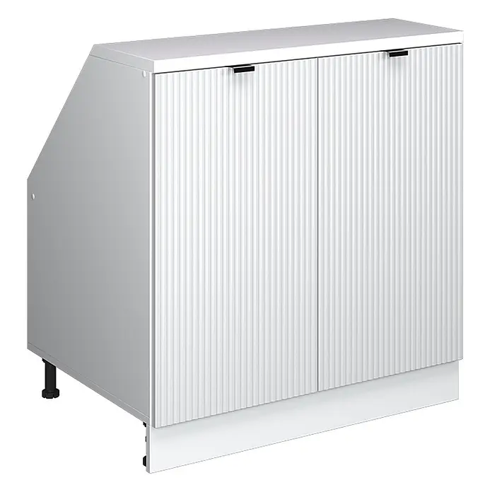 Küchenschrank für Dachschrägen R-Line 80 cm Weiß Riffel Art.-Nr. 60676 - 