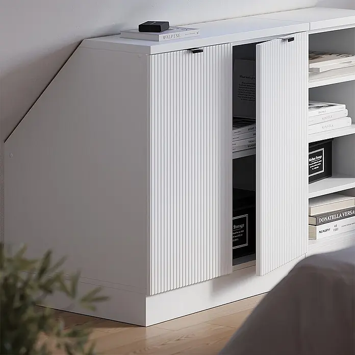 Küchenschrank für Dachschrägen R-Line 80 cm Weiß Riffel Art.-Nr. 60676 - 