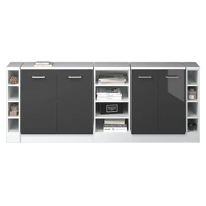 Vicco Küchenschrank für Dachschrägen R-Line, Anthrazit Hochglanz, 210 cm - 
