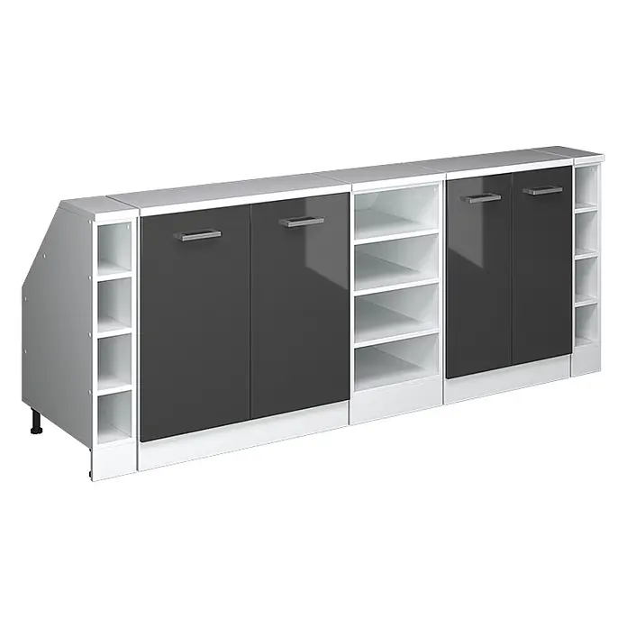 Vicco Küchenschrank für Dachschrägen R-Line, Anthrazit Hochglanz, 210 cm - 