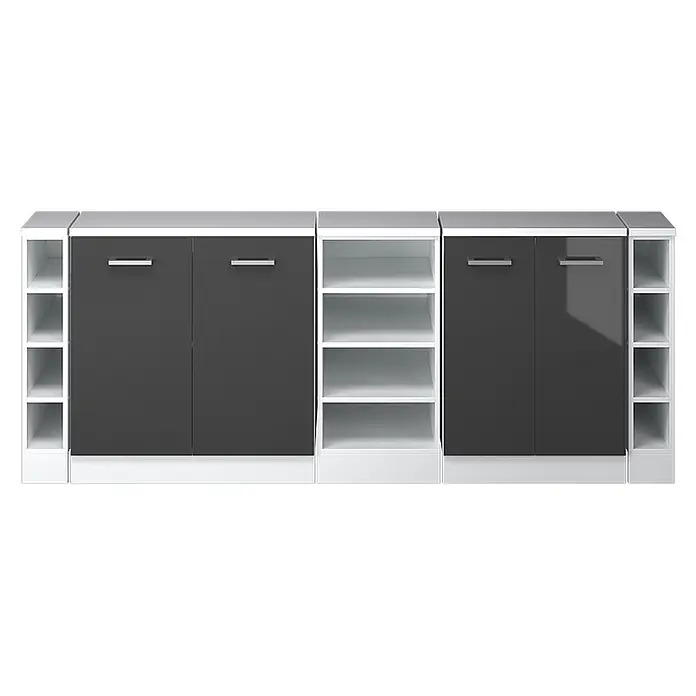 Vicco Küchenschrank für Dachschrägen R-Line, Anthrazit Hochglanz, 210 cm - 