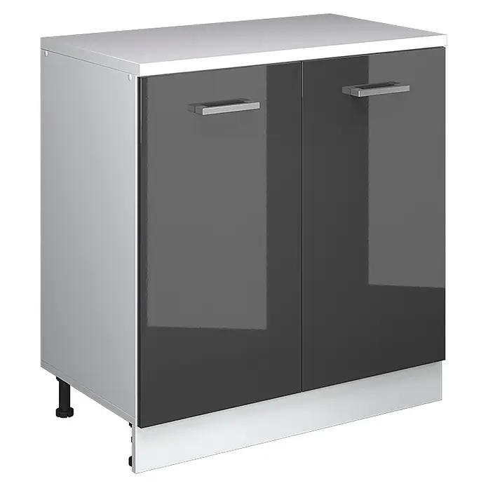 Vicco Küchenschrank für Dachschrägen R-Line, Anthrazit Hochglanz, 80 cm - 