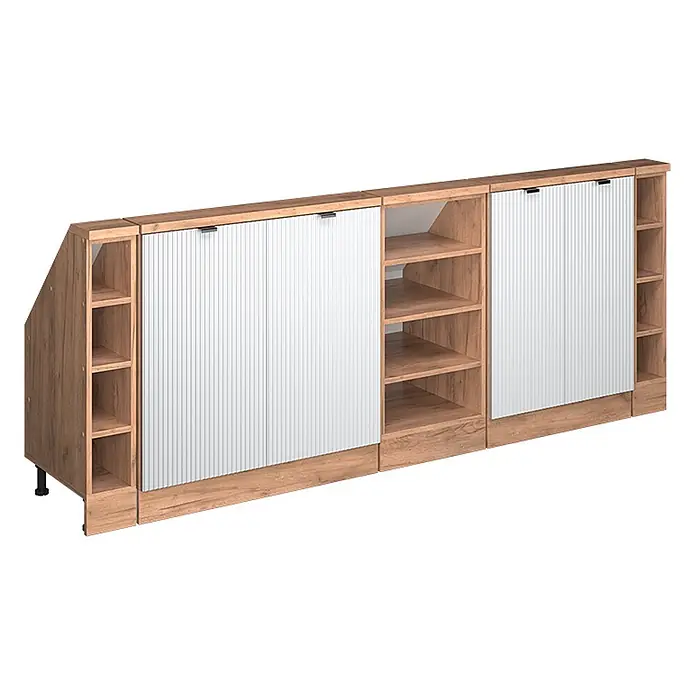 Küchenschrank für Dachschrägen R-Line 210 cm Weiß Riffel Art.-Nr. 60614 - 