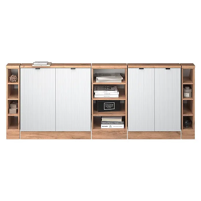 Küchenschrank für Dachschrägen R-Line 210 cm Weiß Riffel Art.-Nr. 60614 - 
