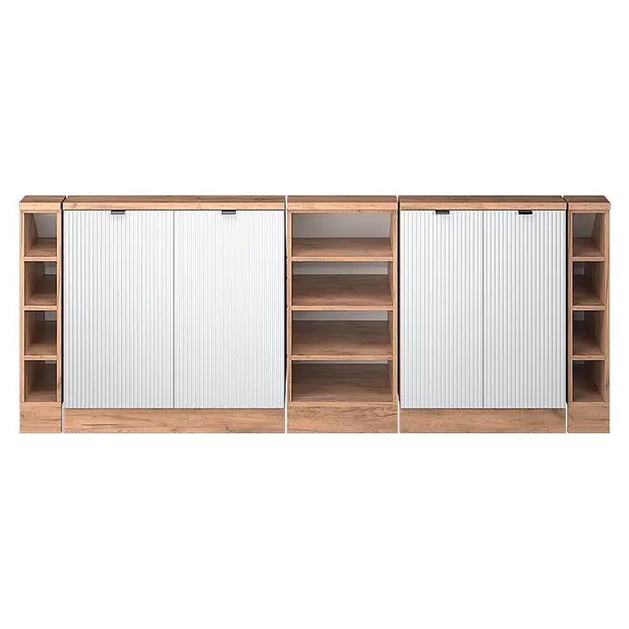 Küchenschrank für Dachschrägen R-Line 210 cm Weiß Riffel Art.-Nr. 60614 - 