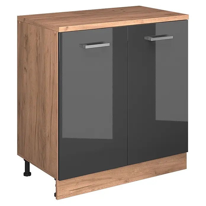 Vicco Küchenschrank für Dachschrägen R-Line, Anthrazit Hochglanz, 80 cm - 