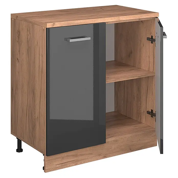 Vicco Küchenschrank für Dachschrägen R-Line, Anthrazit Hochglanz, 80 cm - 