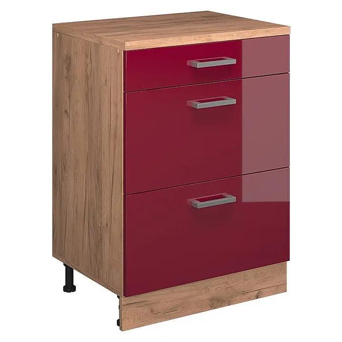 Küchenschrank für Dachschrägen R-Line 60 cm Rot Hochglanz Art.-Nr. 61716 - 