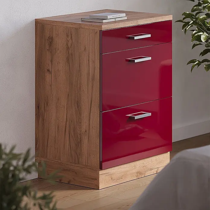 Küchenschrank für Dachschrägen R-Line 60 cm Rot Hochglanz Art.-Nr. 61716 - 