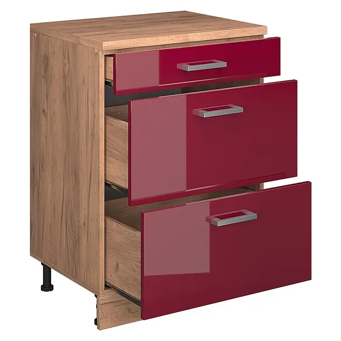 Küchenschrank für Dachschrägen R-Line 60 cm Rot Hochglanz Art.-Nr. 61716 - 